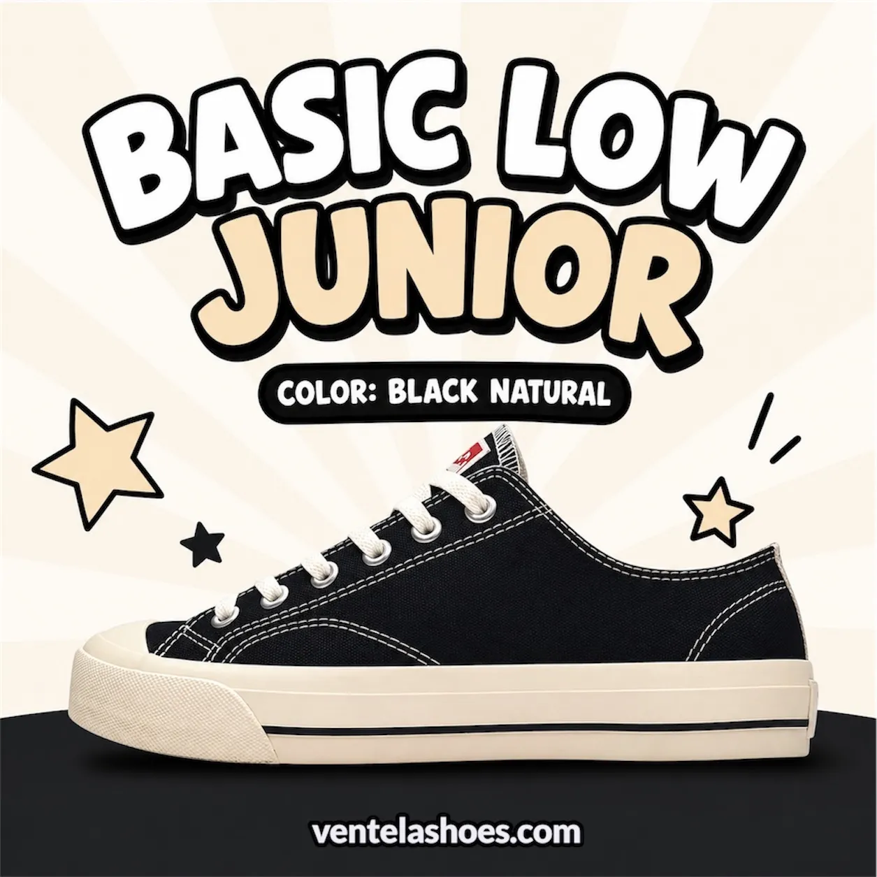 Ventela Basic Low Junior Black Natural