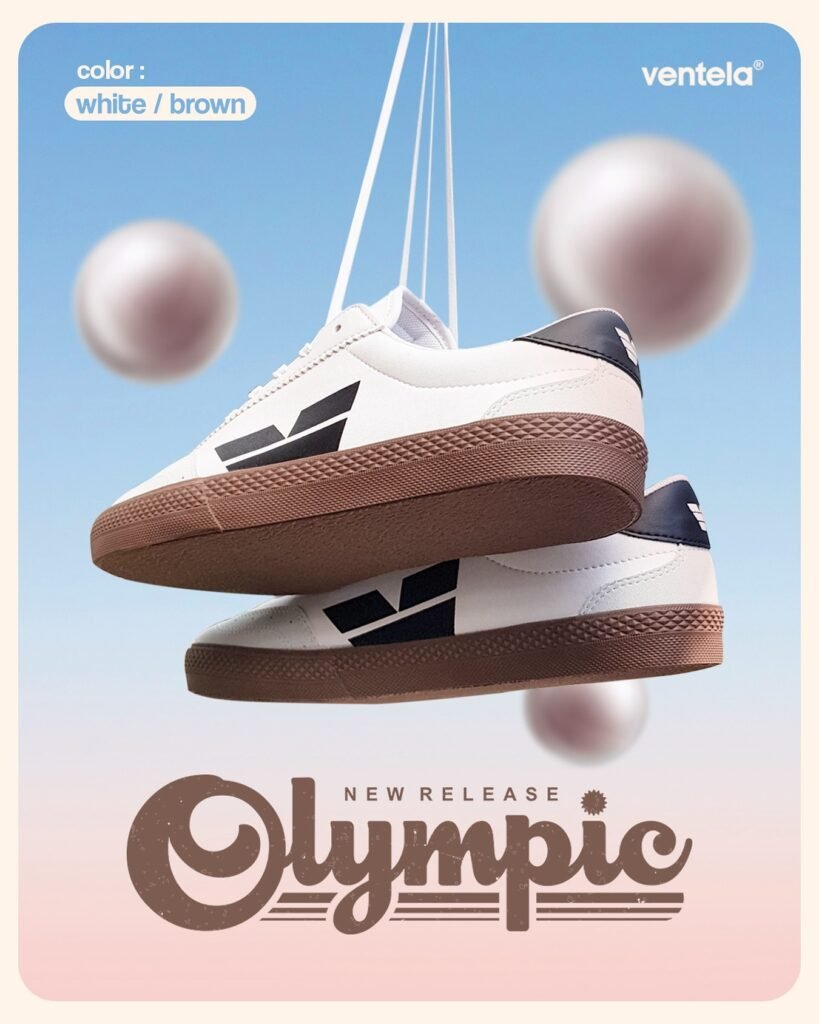 Sepatu Olah Raga Ventela Olympic White Brown