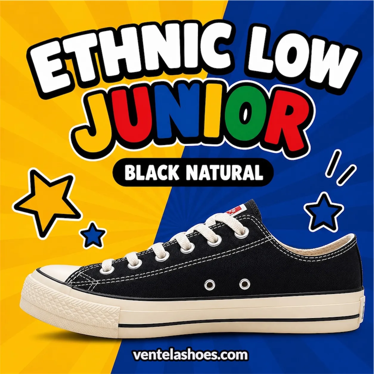 Ventela Ethnic Low Junior Black Natural