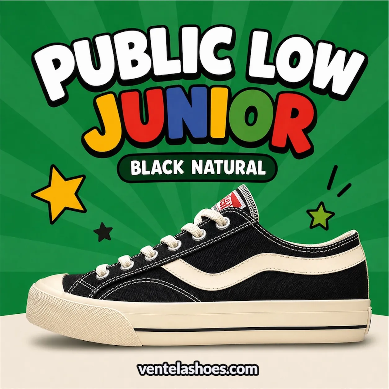 Ventela Public Low Junior Black Natural